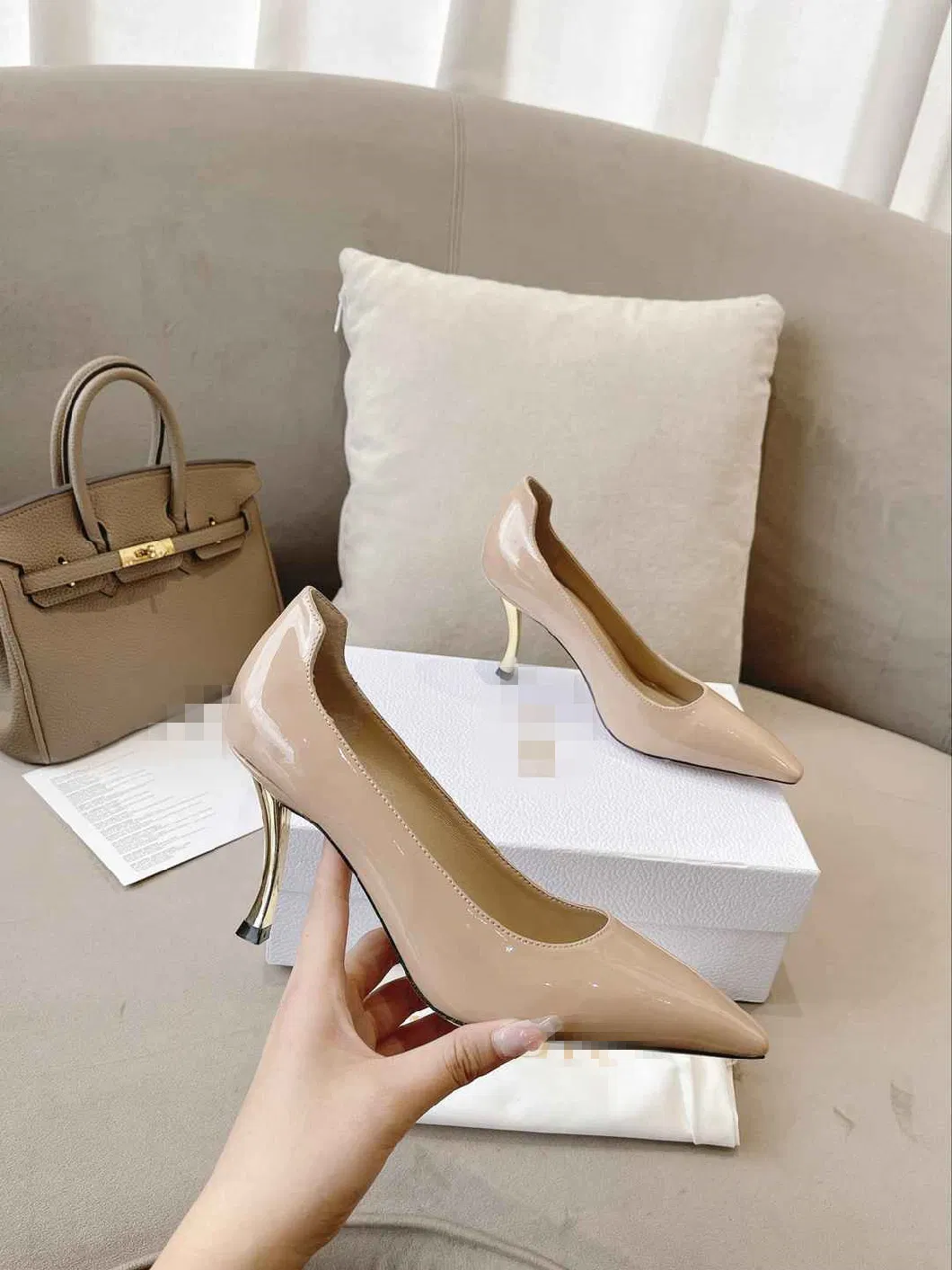 Luxury Wedding Women Shoes Pointed Toe Pearl Instep Belt Rhinestone Shoes for Wedding Elegant Girls Wedding Shoes